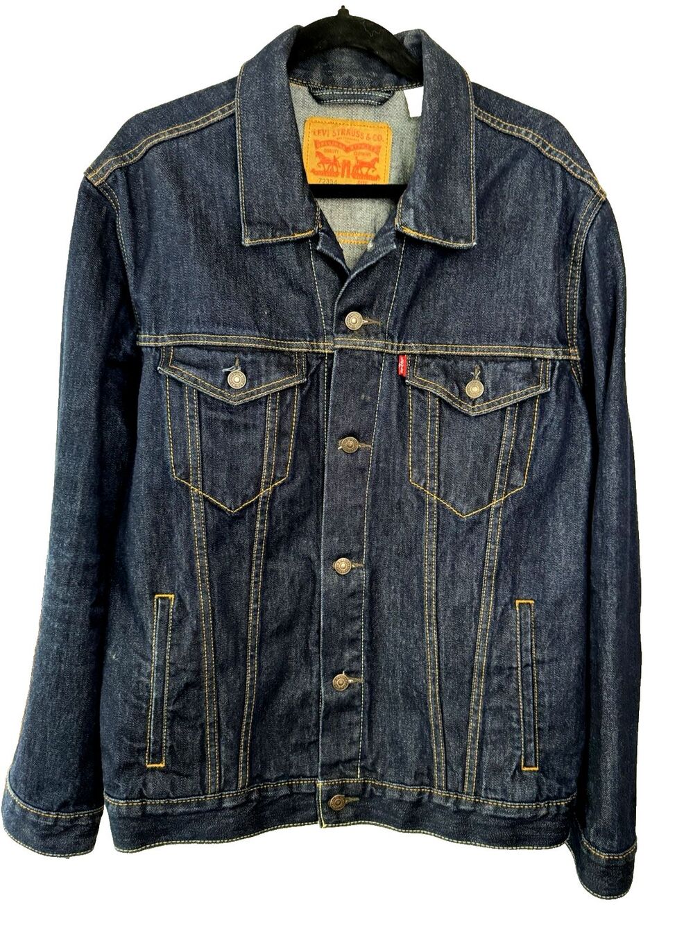 Levi's Trucker Denim Jacket Dark Indigo Rinse Red Tab 72334 NWOT Mens XL